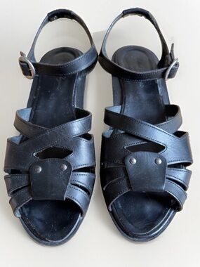 Robert Clergerie Platform Black Sandal Size 9 Leather Platform Ankle Strap
